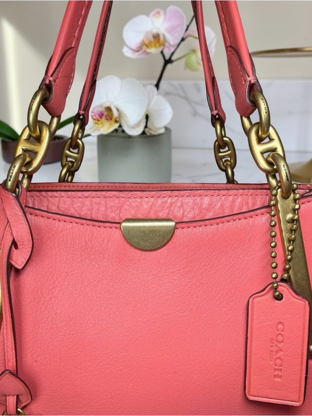 💕 Coach Dreamer 27 Orchid Pink Leather Satchel Crossbody Gold Hardware ✨ - Picture 5 of 15